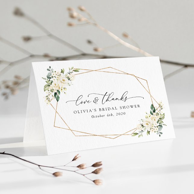 White Flowers, Cream Flowers, Boho, Bridal Shower Thank You Card (Creator Uploaded)