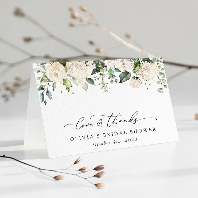 White Flowers, Cream Flowers, Boho, Bridal Shower Thank You Card (Creator Uploaded)