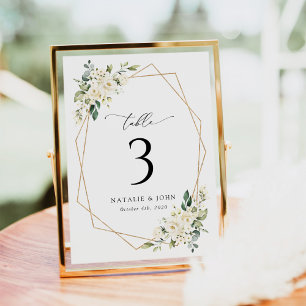White Flowers, Cream Flowers, Boho, Table Numbers