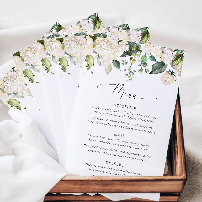 White Flowers, Cream Flowers, Boho, Wedding Menu (Creator Uploaded)