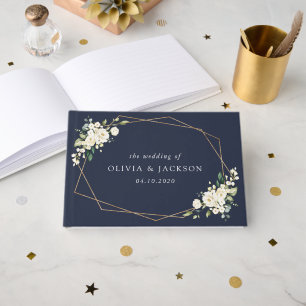 White Flowers, Cream Flowers, Greenery, Wedding Guest Book