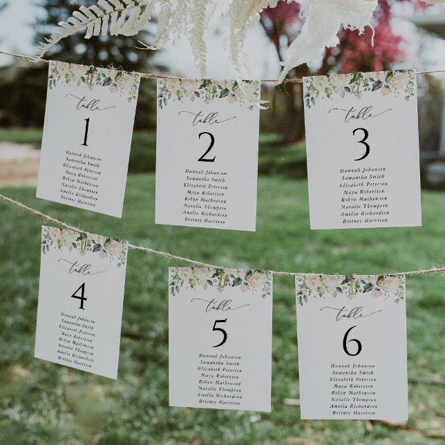 White Flowers, Cream Flowers, Seating Chart Cards (Creator Uploaded)