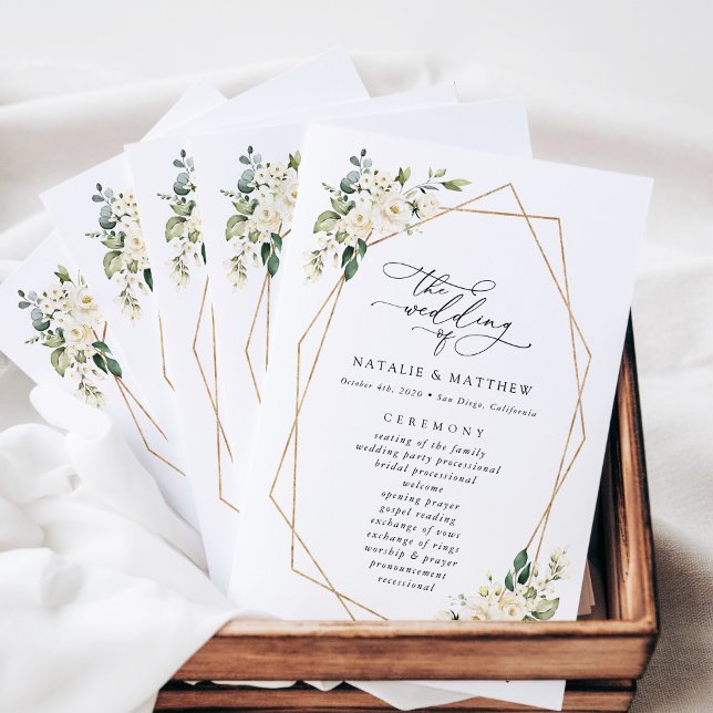White Flowers, Cream Flowers, Wedding Program (Creator Uploaded)