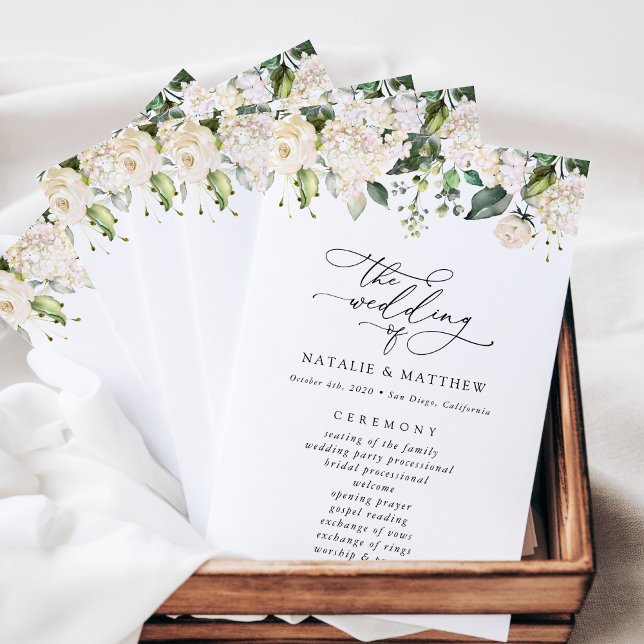 White Flowers, Cream Flowers, Wedding Program (Creator Uploaded)