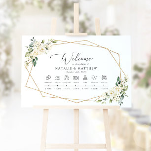 White Flowers, Cream Flowers, Wedding Timeline Poster