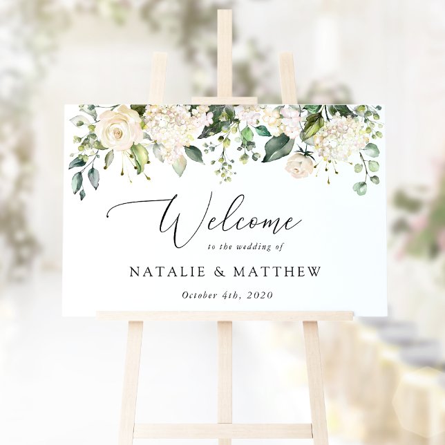 White Flowers, Cream Flowers, Wedding Welcome  Poster (Creator Uploaded)