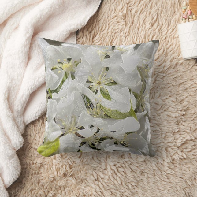 White Flowers Cushion (Blanket)