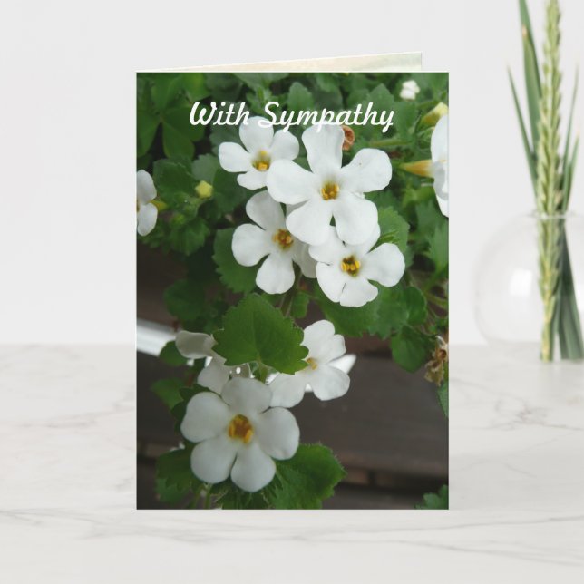 White Flowers Custom Sympathy Card Template (Front)