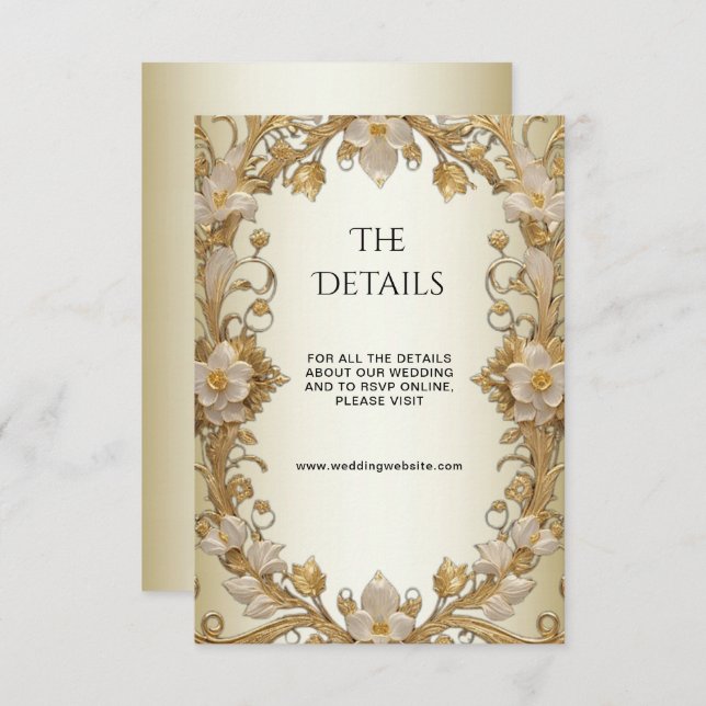 White Flowers Decorative Gold Enclosure Card (Front/Back)