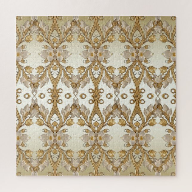 White Flowers Decorative Gold Jigsaw Puzzle (Vertical)