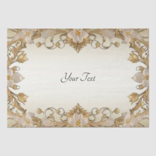 White Flowers Decorative Gold Tissue Paper