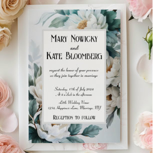 White Flowers Elegant Wedding Invitation