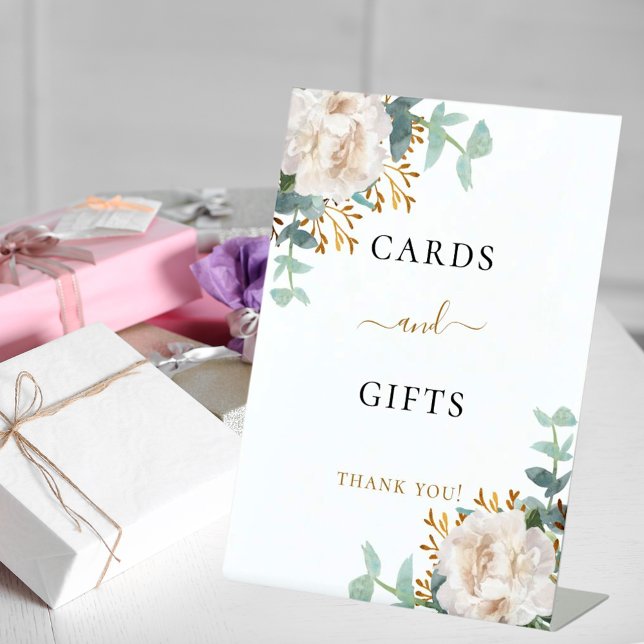 White flowers eucalyptus cards gifts sign (Creator Uploaded)