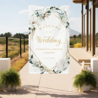 White Flowers Eucalyptus Gold Geometric Wedding