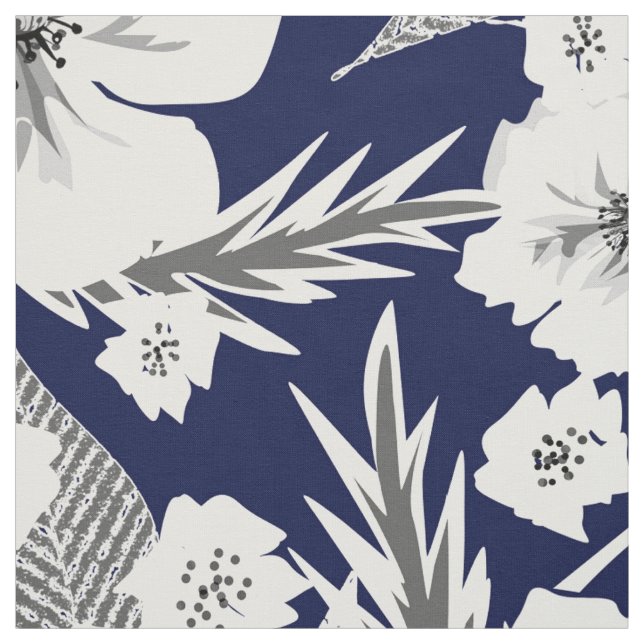 White flowers . fabric (Swatch)