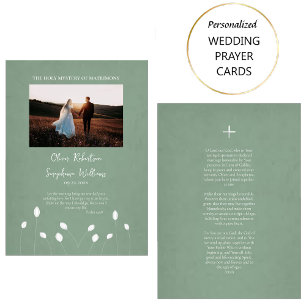 White Flowers Field Orthodox Wedding Prayer Card