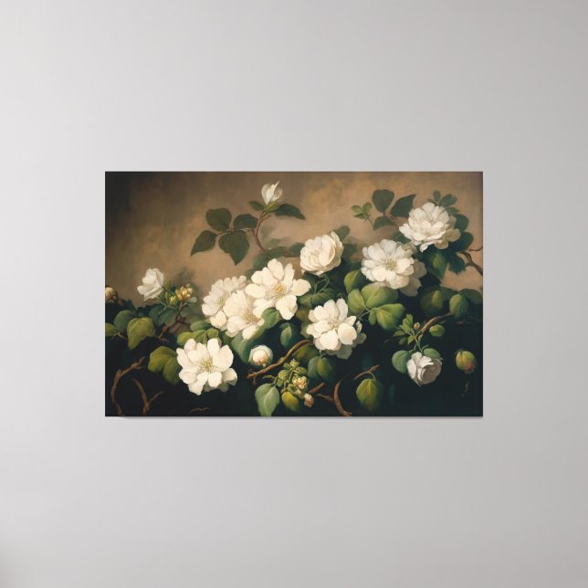 White Flowers, Floral Art, Floral Canvas Print (Front)