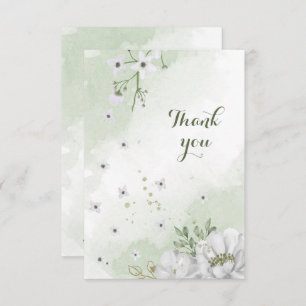 white flowers greenery thank you card