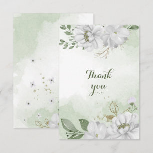white flowers greenery thank you card