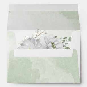 white flowers greenery wedding envelope