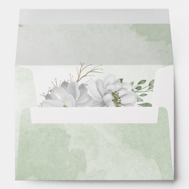 white flowers greenery wedding envelope (Back (Bottom))