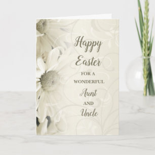 White Flowers Happy Easter Aunt and Uncle Holiday Card
