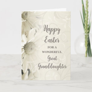 White Flowers Happy Easter Great Granddaughter Holiday Card