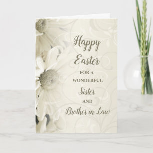 White Flowers Happy Easter Sister Brother in Law Holiday Card