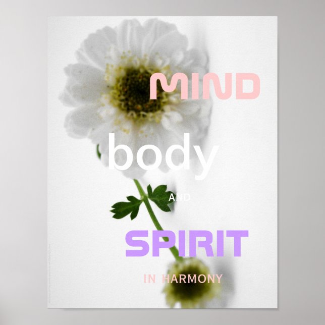 White Flowers Holistic Zen Poster (Front)