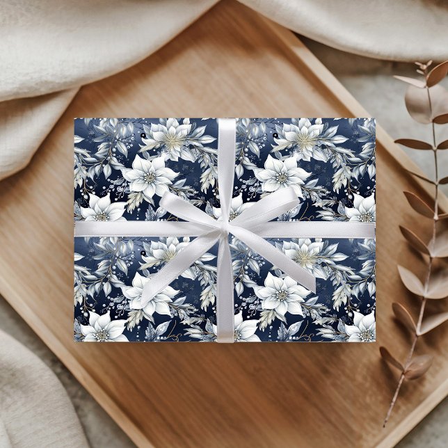 White Flowers & Holly Berries Wrapping Paper (Creator Uploaded)
