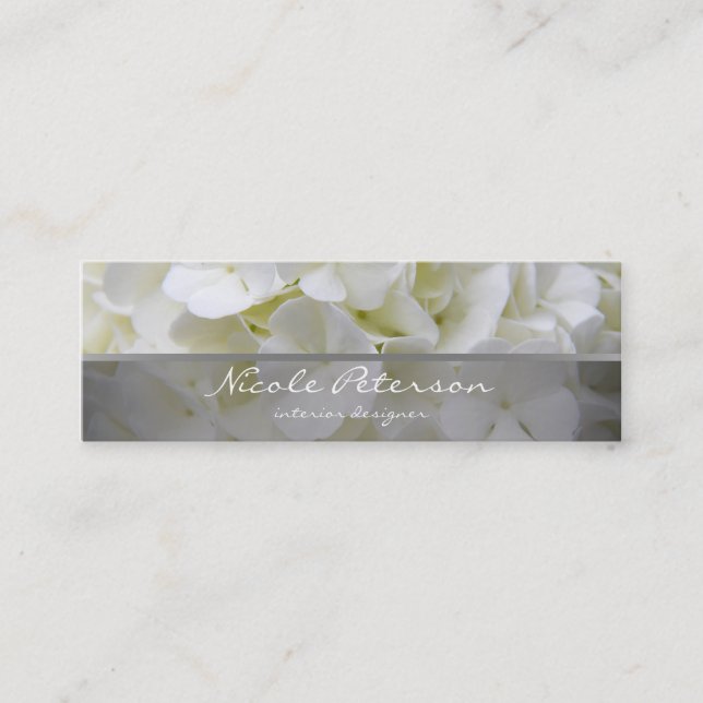 white flowers - interior designer mini business card (Front)