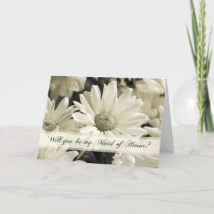 White Flowers Maid of Honour Invitation Card