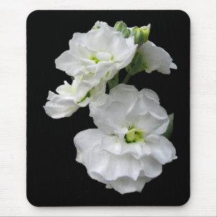 White Flowers Mouse Pad