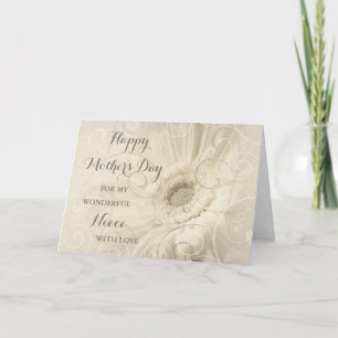 White Flowers Niece Happy Mother's Day Card