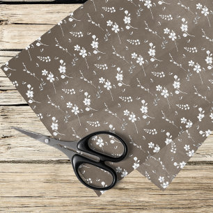 white flowers on a brown background tissue paper
