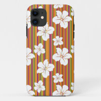 White flowers on a striped background
