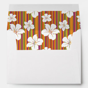 White flowers on a striped background envelopes