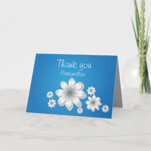 White Flowers on Baby Blue - Personalise Message Card