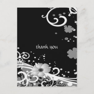 White Flowers on Black Postcard