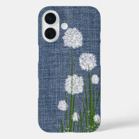 White Flowers on Denim