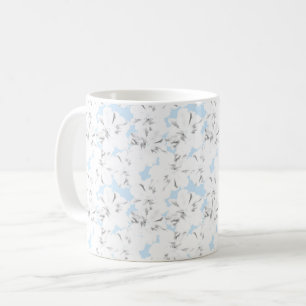 White flowers on light blue. coffee mug