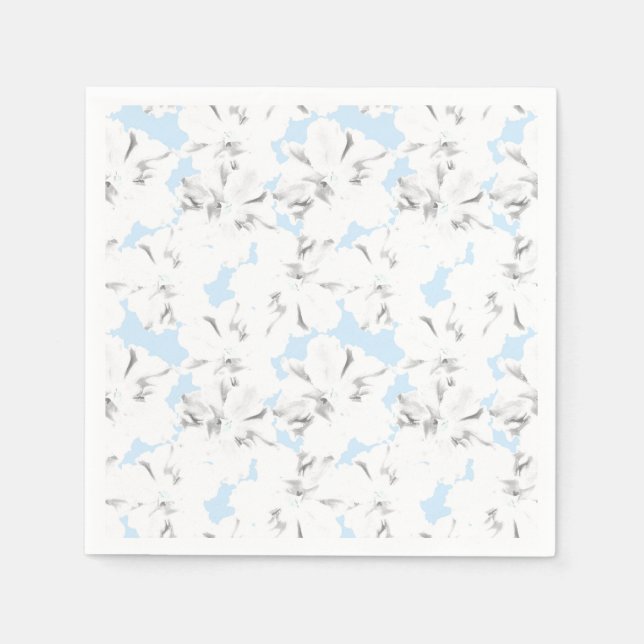 White flowers on light blue. napkin (Front)
