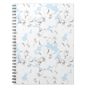 White flowers on light blue. notebook