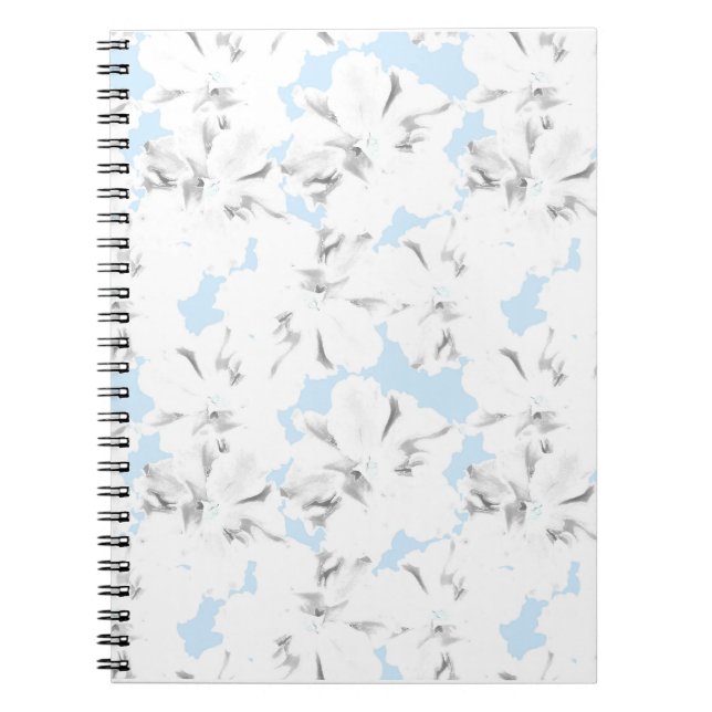 White flowers on light blue. notebook (Front)