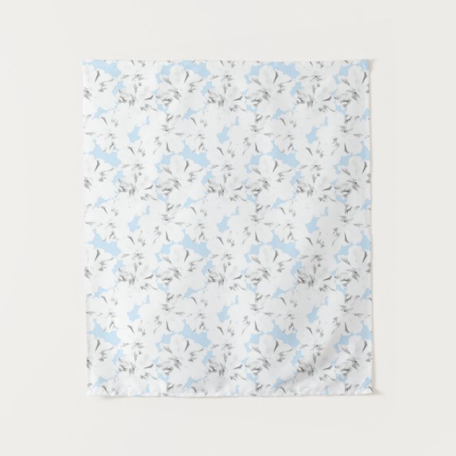 White flowers on light blue. tapestry (Front)