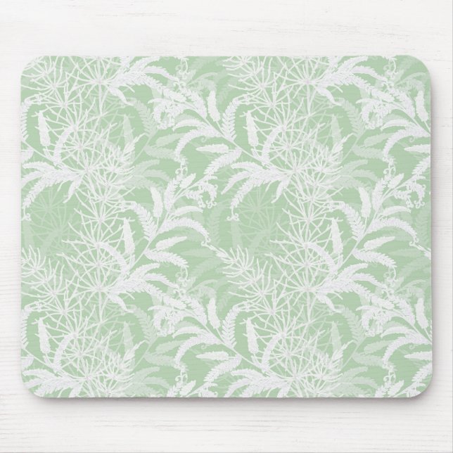 White flowers on light green. mouse pad (Front)