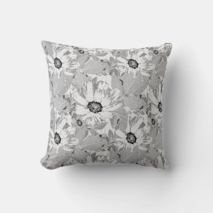 White flowers on light grey. cushion