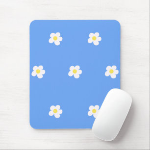 White Flowers on Lilac Background Mouse Pad