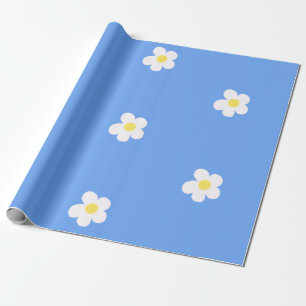 White Flowers on Lilac Background Wrapping Paper