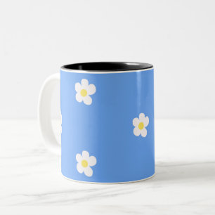White Flowers on Lilac Two-Tone Coffee Mug